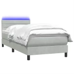 vidaXL Box Spring κρεβάτι με στρώμα ανοιχτό γκρι 80x220 cm Βελούδινο