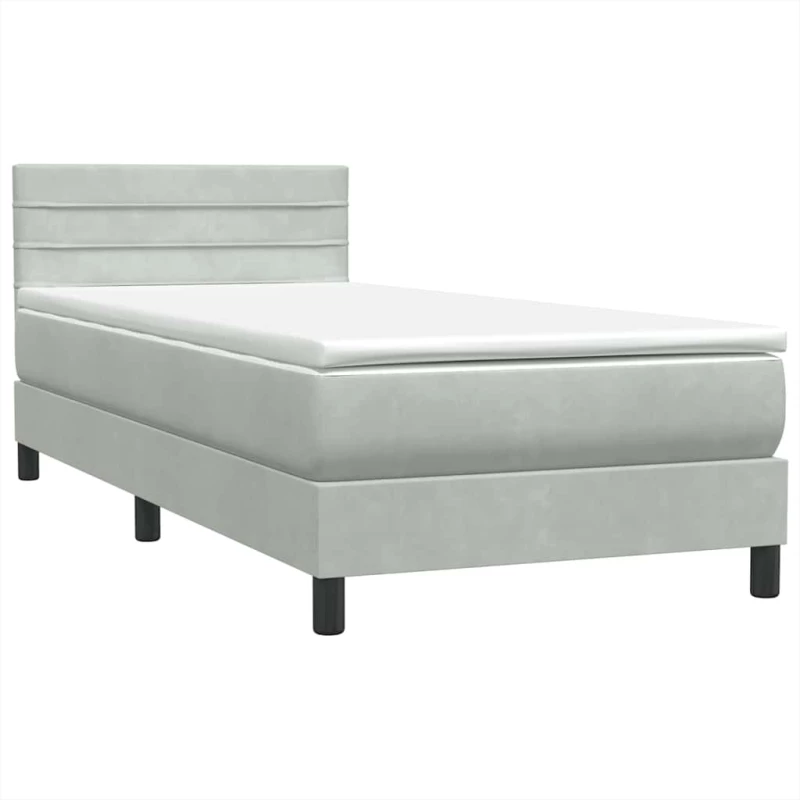 vidaXL Box Spring κρεβάτι με στρώμα ανοιχτό γκρι 80x220 cm Βελούδινο
