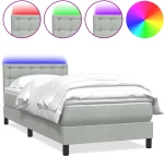 vidaXL Box Spring κρεβάτι με στρώμα ανοιχτό γκρι 80x220 cm Βελούδινο
