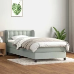 vidaXL Κρεβάτι Boxspring με Στρώμα Ανοιχτό Γκρι 80x210 εκ. Βελούδινο