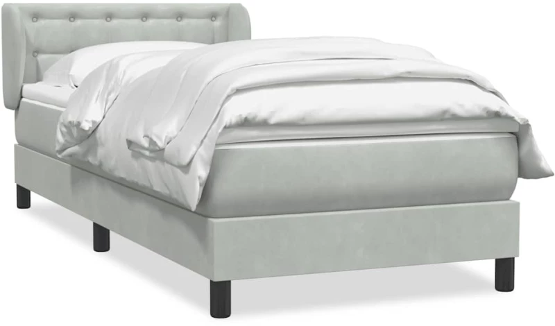 vidaXL Κρεβάτι Boxspring με Στρώμα Ανοιχτό Γκρι 80x210 εκ. Βελούδινο