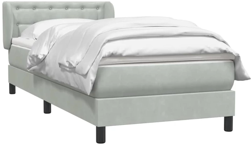 vidaXL Κρεβάτι Boxspring με Στρώμα Ανοιχτό Γκρι 80x210 εκ. Βελούδινο