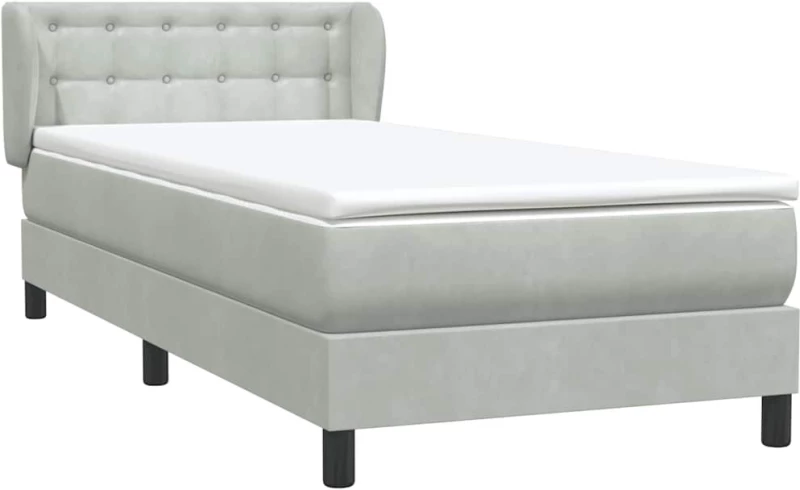 vidaXL Κρεβάτι Boxspring με Στρώμα Ανοιχτό Γκρι 80x210 εκ. Βελούδινο