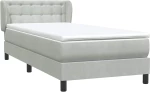 vidaXL Κρεβάτι Boxspring με Στρώμα Ανοιχτό Γκρι 80x210 εκ. Βελούδινο