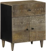 vidaXL κομοδίνο ντουλάπι ανοιχτό γκρι 50x33x60 cm μασίφ ξύλο Mango