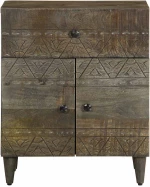 vidaXL κομοδίνο ντουλάπι ανοιχτό γκρι 50x33x60 cm μασίφ ξύλο Mango