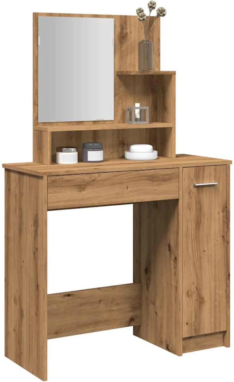 vidaXL Κομοδίνο με καθρέφτη Artisan Oak 86,5x35x136 cm