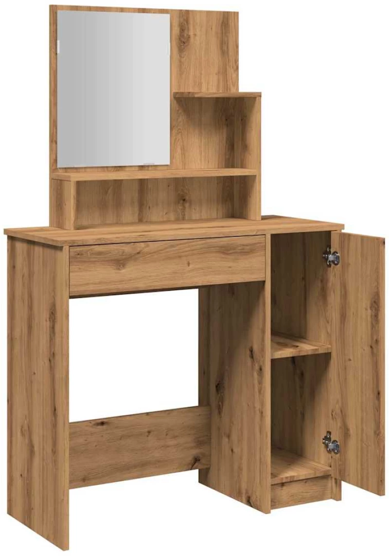 vidaXL Κομοδίνο με καθρέφτη Artisan Oak 86,5x35x136 cm