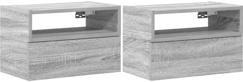 vidaXL Κομοδίνα Επιτοίχια 2 τεμ. Γκρι Sonoma 45x26x28,5 εκ.