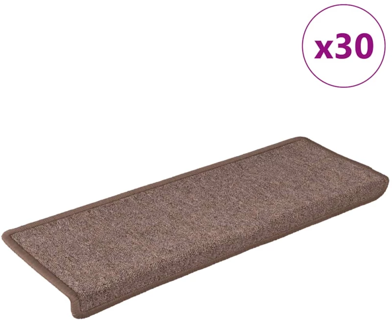 vidaXL Πατάκια Σκάλας 30 τεμ. Καφέ 65 x 21 x 4 εκ.