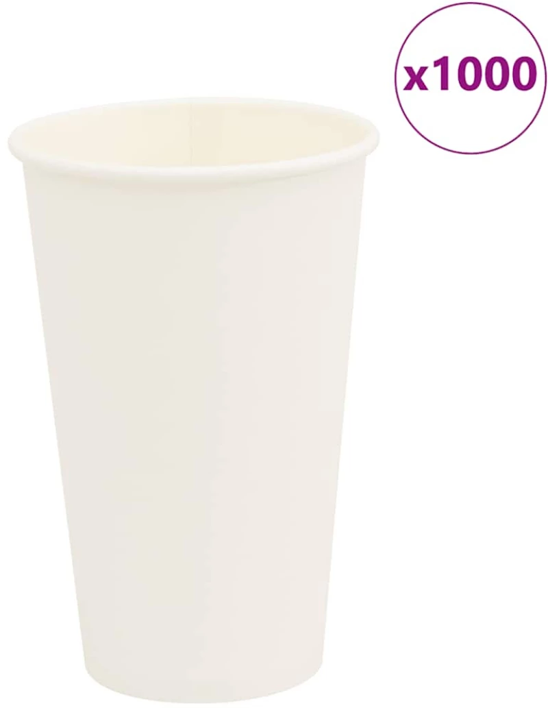 vidaXL Χάρτινα κύπελλα καφέ 1000 τεμάχια 16oz 400ml Λευκό