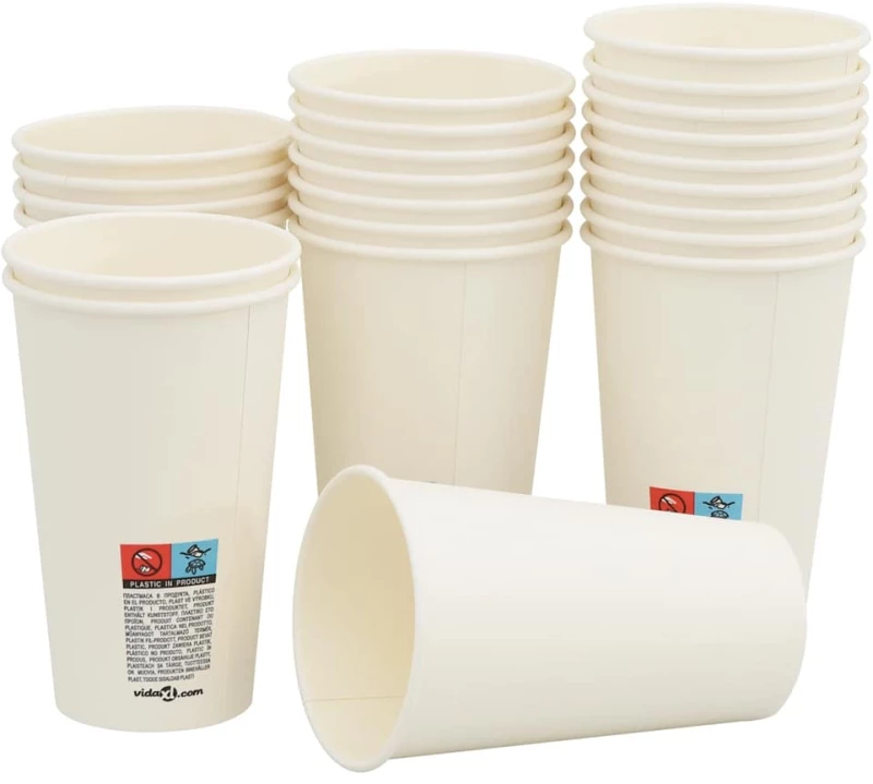 vidaXL Χάρτινα κύπελλα καφέ 1000 τεμάχια 16oz 400ml Λευκό