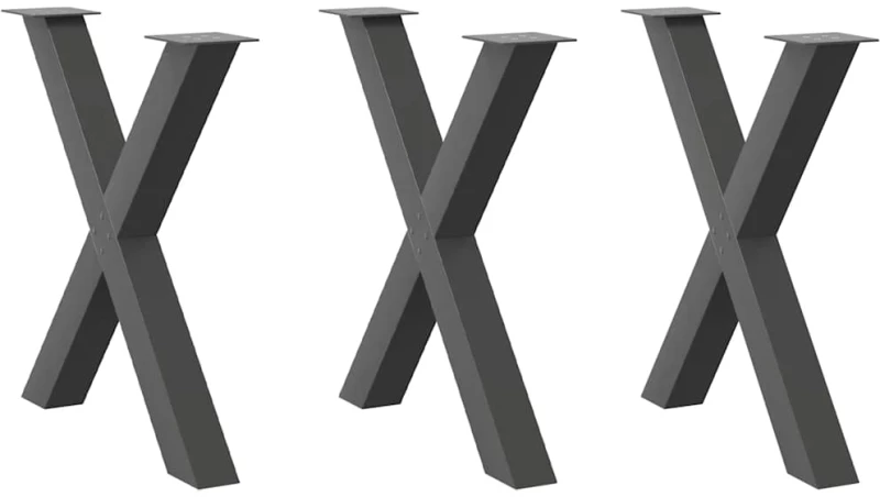 vidaXL Πόδια τραπεζαρίας σε σχήμα Χ 3τεμ. Ανθρακί 70x(72-73)εκ. Ατσάλι
