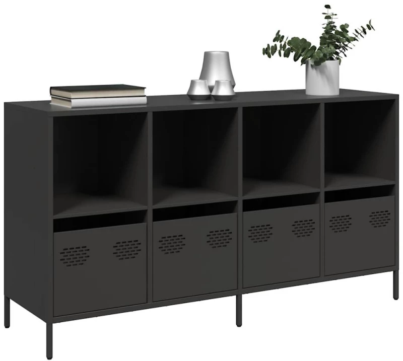 vidaXL Ντουλάπι Μαύρο 135x39x73,5 εκ. από Χάλυβα Ψυχρής Έλασης