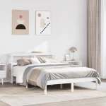 vidaXL Σκελετός Κρεβ. Χωρίς Στρώμα Λευκό 135x190 εκ Μασίφ Πεύκο