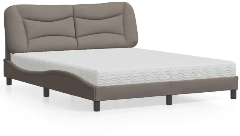 vidaXL Κρεβάτι Taupe 160x200 εκ. Υφασμάτινο