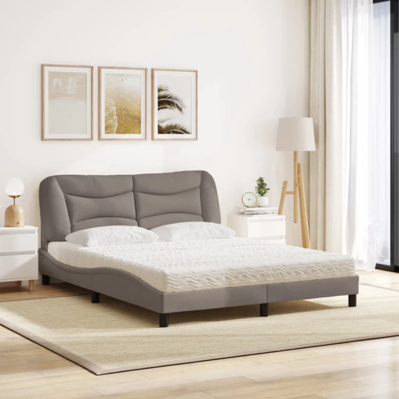 vidaXL Κρεβάτι Taupe 160x200 εκ. Υφασμάτινο