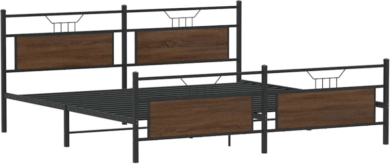 vidaXL Σκελετός Κρεβ. Χωρίς Στρώμα Καφέ Δρυς 200x200 εκ. Μεταλλικό