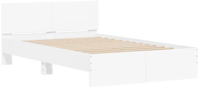vidaXL Πλαίσιο Κρεβατιού με Κεφαλάρι/LED Λευκό 120x190 εκ.