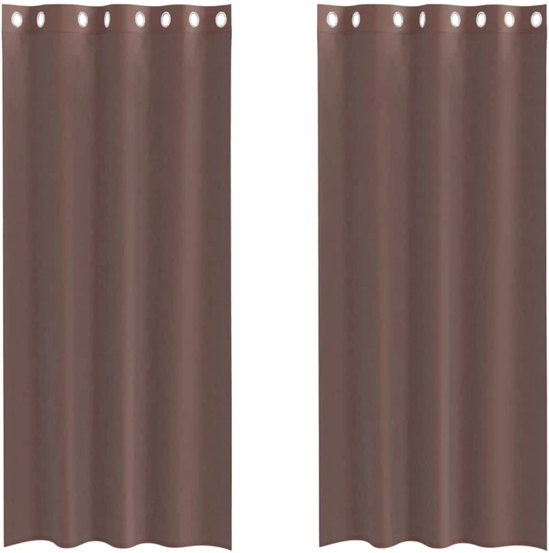 vidaXL Κουρτίνες Voile με ροδέλες 2 τεμάχια Καφέ 140x225 εκ.