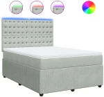 vidaXL Κρεβάτι Boxspring με Στρώμα Ανοιχτό Γκρι 140x190 εκ. Βελούδινο