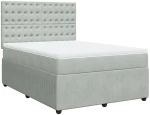 vidaXL Κρεβάτι Boxspring με Στρώμα Ανοιχτό Γκρι 140x190 εκ. Βελούδινο