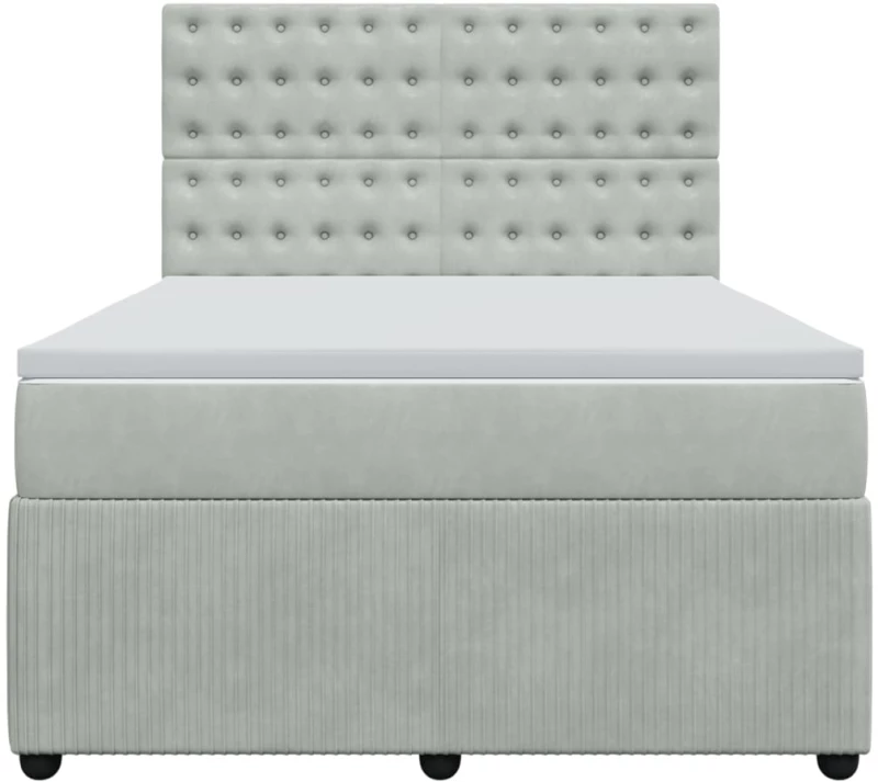 vidaXL Κρεβάτι Boxspring με Στρώμα Ανοιχτό Γκρι 140x190 εκ. Βελούδινο