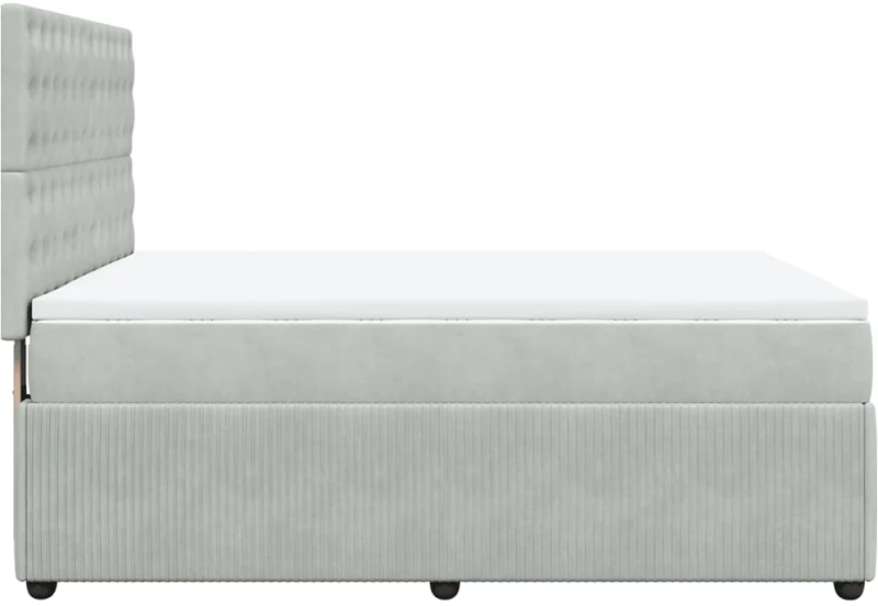 vidaXL Κρεβάτι Boxspring με Στρώμα Ανοιχτό Γκρι 140x190 εκ. Βελούδινο