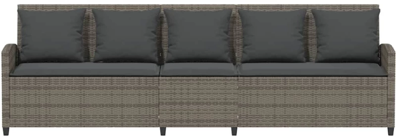 vidaXL Καναπές κήπου 5θέσιος με μαξιλάρια Γκρι Poly Rattan