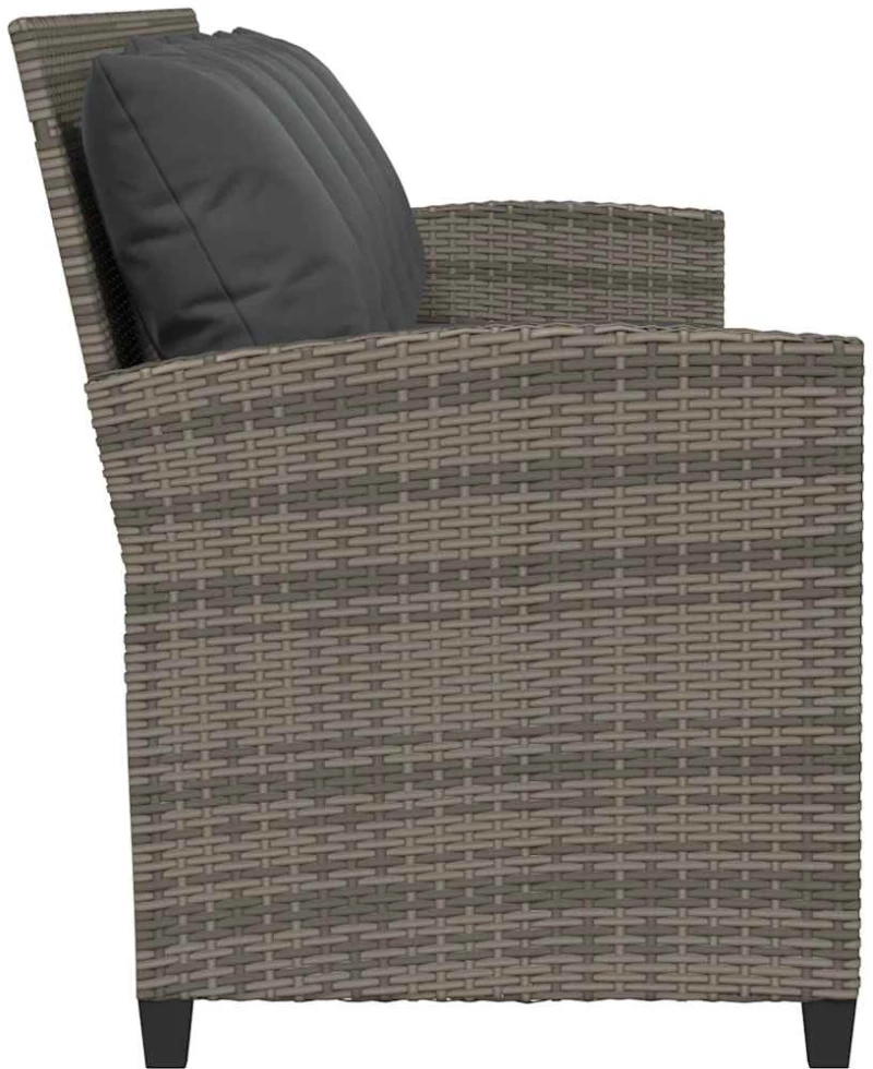 vidaXL Καναπές κήπου 5θέσιος με μαξιλάρια Γκρι Poly Rattan