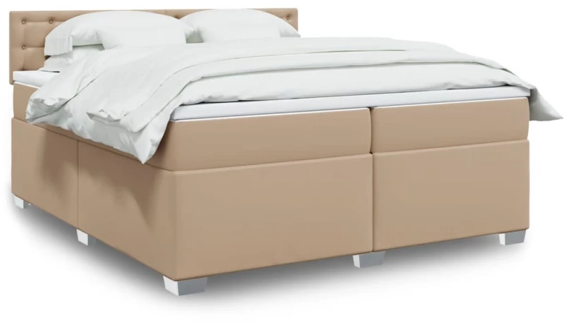 vidaXL Κρεβάτι Boxspring με Στρώμα Καπουτσίνο 200x200εκ.από Συνθ.Δέρμα
