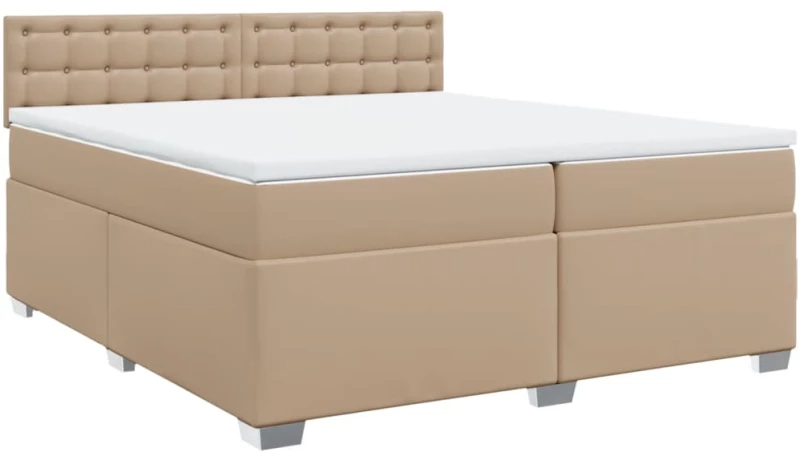 vidaXL Κρεβάτι Boxspring με Στρώμα Καπουτσίνο 200x200εκ.από Συνθ.Δέρμα