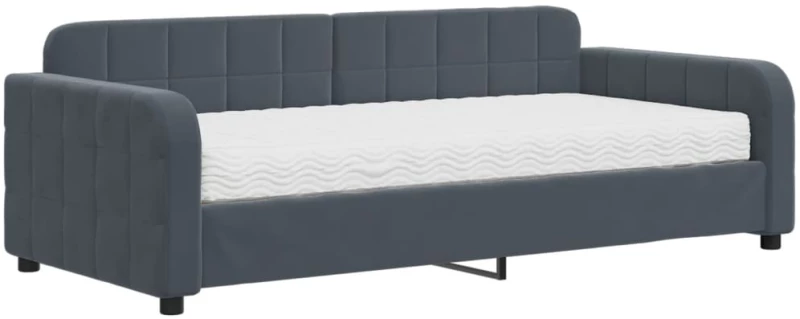 vidaXL Κρεβάτι ημέρας με στρώμα σκούρο γκρι 90x190 cm Βελούδο