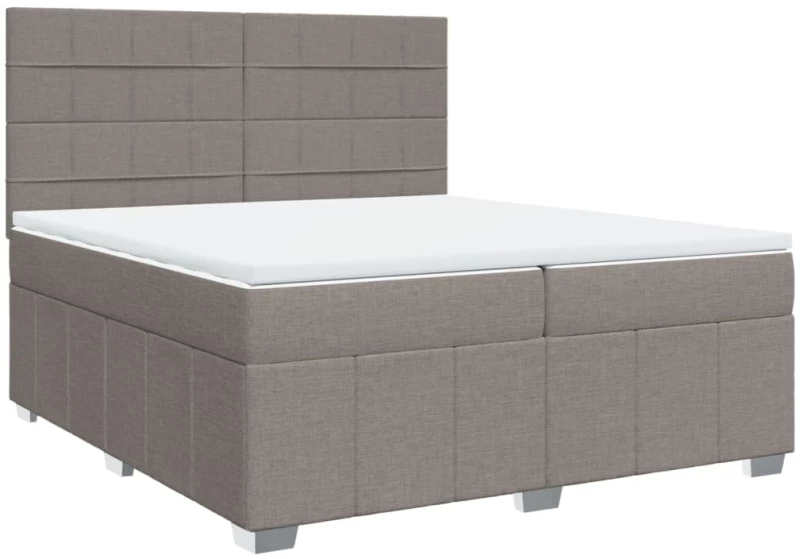 vidaXL Κρεβάτι Boxspring με Στρώμα Taupe 200x200 εκ. Υφασμάτινο