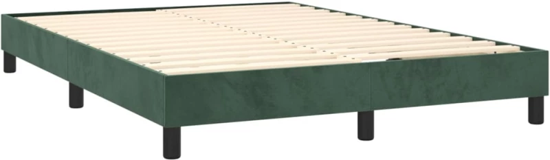 vidaXL Κρεβάτι Boxspring με Στρώμα Σκούρο Πράσινο 140x190εκ. Βελούδινο