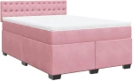 vidaXL Κρεβάτι Boxspring με Στρώμα Ροζ 160x200 εκ. Βελούδινο