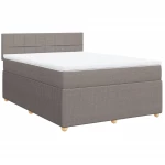 vidaXL Κρεβάτι Boxspring με Στρώμα Taupe 140x190 εκ. Υφασμάτινο