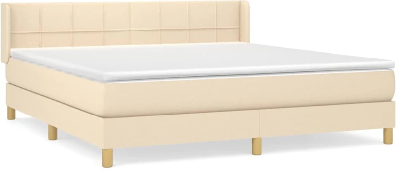 vidaXL Κρεβάτι Boxspring με Στρώμα Κρεμ 160x200 εκ. Υφασμάτινο