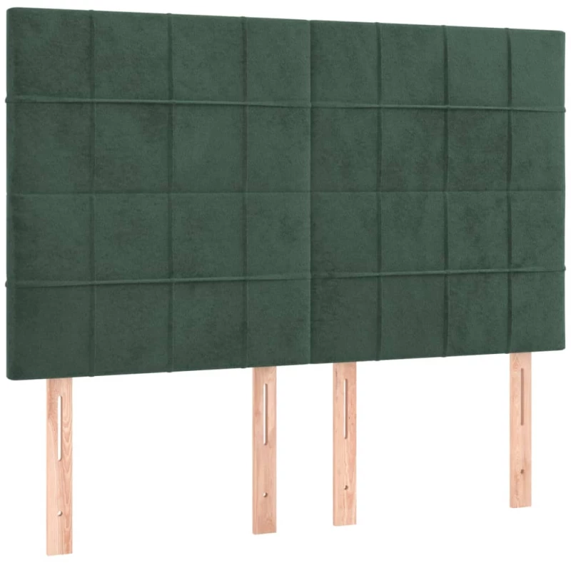 vidaXL Κρεβάτι Boxspring με Στρώμα & LED Σκ. Πράσινο 140x190εκ Βελούδο