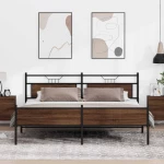 vidaXL Σκελετός Κρεβ. Χωρίς Στρώμα Καφέ Δρυς 193x203 εκ. Μεταλλικό
