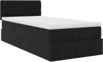 vidaXL Οθωμανικό κρεβάτι με στρώμα & LEDs Μαύρο 90x200cm Velvet