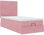 vidaXL Οθωμανικό κρεβάτι με στρώματα ροζ 90x200cm Velvet