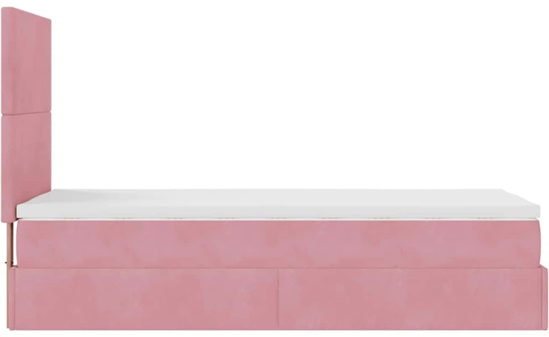 vidaXL Οθωμανικό κρεβάτι με στρώματα ροζ 90x200cm Velvet