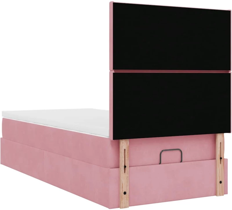 vidaXL Οθωμανικό κρεβάτι με στρώματα ροζ 90x200cm Velvet