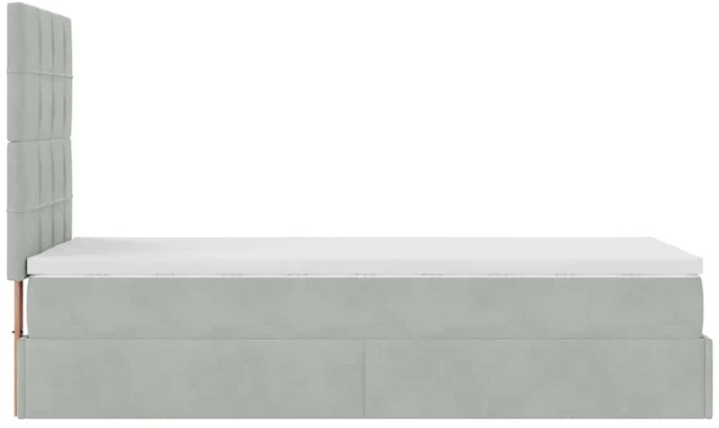 vidaXL Οθωμανικό κρεβάτι με στρώματα & LEDs Ανοιχτό γκρι Βελούδο