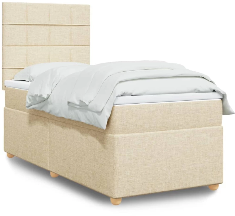 vidaXL Κρεβάτι Boxspring με Στρώμα Κρεμ 80 x 200 εκ. Υφασμάτινο