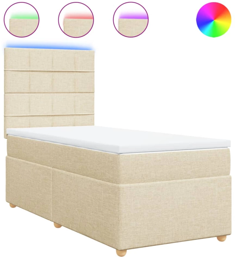 vidaXL Κρεβάτι Boxspring με Στρώμα Κρεμ 80 x 200 εκ. Υφασμάτινο
