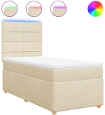 vidaXL Κρεβάτι Boxspring με Στρώμα Κρεμ 80 x 200 εκ. Υφασμάτινο