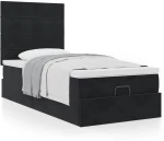 vidaXL Οθωμανικό κρεβάτι με στρώματα Μαύρο 90x190cm Velvet