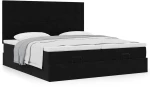 vidaXL Οθωμανικό κρεβάτι με στρώματα Μαύρο 180x200cm Velvet